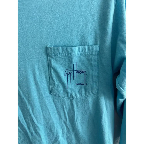 Vintage Guy Harvey Long Sleeve Pocket Tshirt Size S Fishing Outdoors - Picture 3 of 7